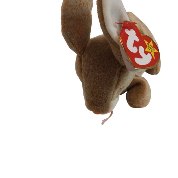 Ty Beanie Babies Nibbly Bunny Rabbit Plush Toy Brown White 1998 NEW - Picture 2 of 11